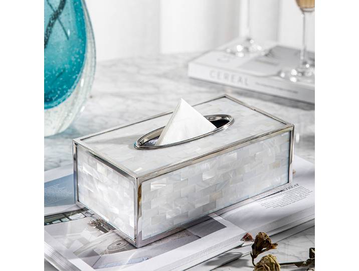 Boîte à mouchoirs en coquillage blanc, boîte de rangement de mouchoirs moderne de luxe pour décor de Table de salon, distributeur de porte-serviettes sophistiqué