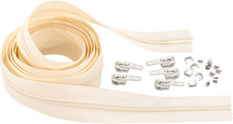 buttinette Endlosreißverschluss im Set, Spirale: 6,5 mm, 2 m, ecru