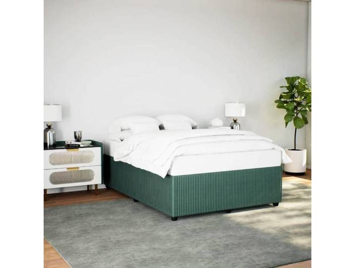Cadre de lit Vert foncé 140x190 cm Velours sommier cadre de lit plateforme cadre de lit rembourré meuble de 3285009