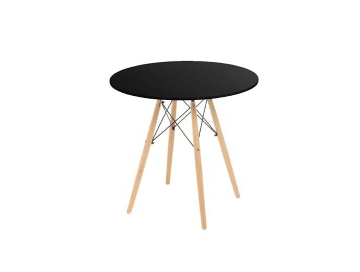 DRW Runder Beistelltisch aus MDF-Holz in Schwarz und Natur
