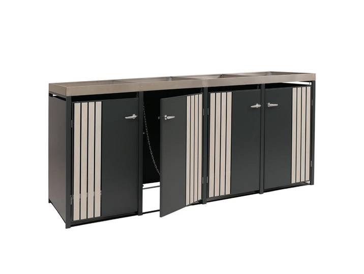 Jamb Mülltonnenverkleidung Anthrazit, Beige, Metall, 260x125x84 cm, Gartenzubehör, Gartenmöbel-Schutzhüllen