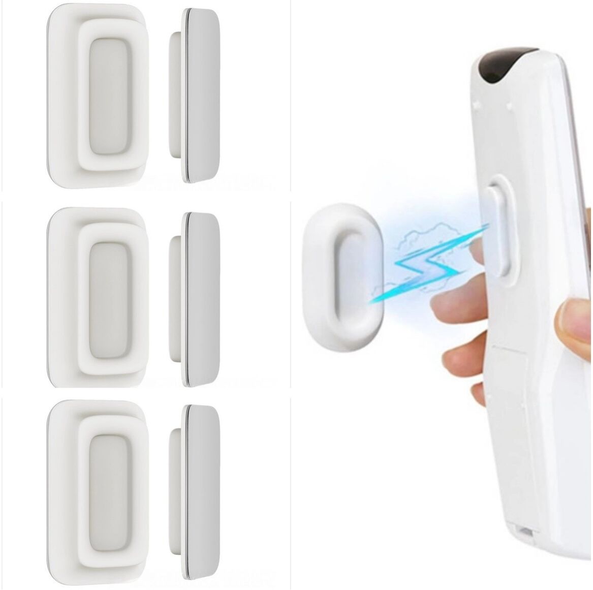 INF MG09 quadratischer magnetischer Fernbedienungshalter 4er-Pack – Silikon-Magnetpads für Wand- und Steckdosenaufbewahrung Weiß