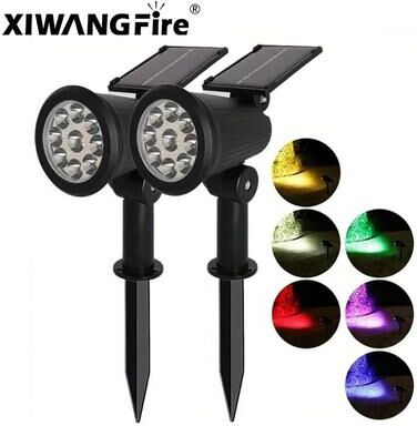 Uplifted Finds 9 LED Solar Outdoor Spotlights   IP65 Waterproof Adjustable Landscape Lighting rgb