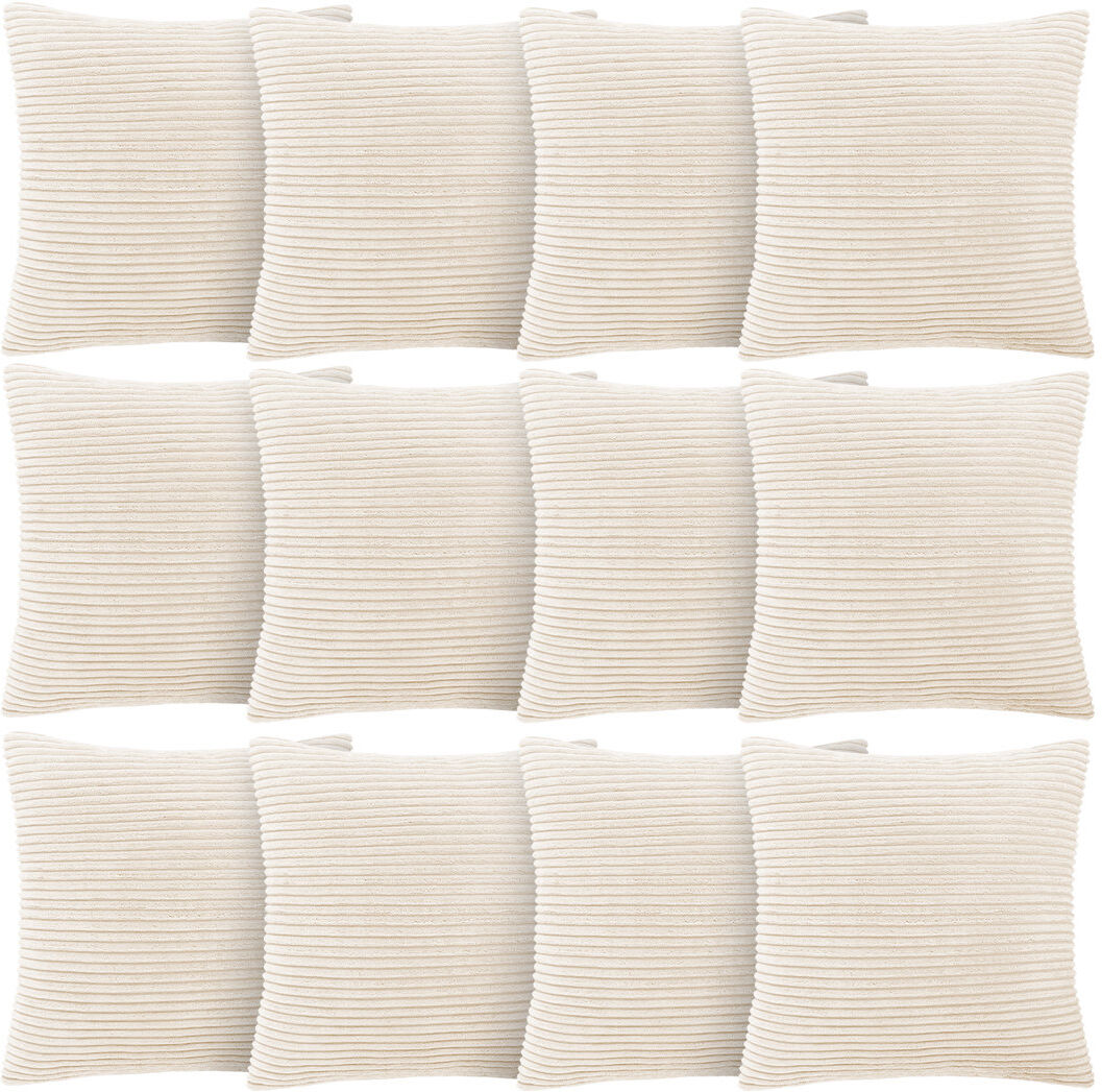 Aspire Homeware Striped Square Velvet Cushion Cover Cream 45cm H X 45cm W X 17cm D