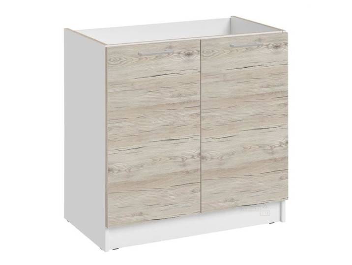 Meuble sous-évier Eco Noyer Blanchi 2 portes L 80 cm - Cuisineandcie
