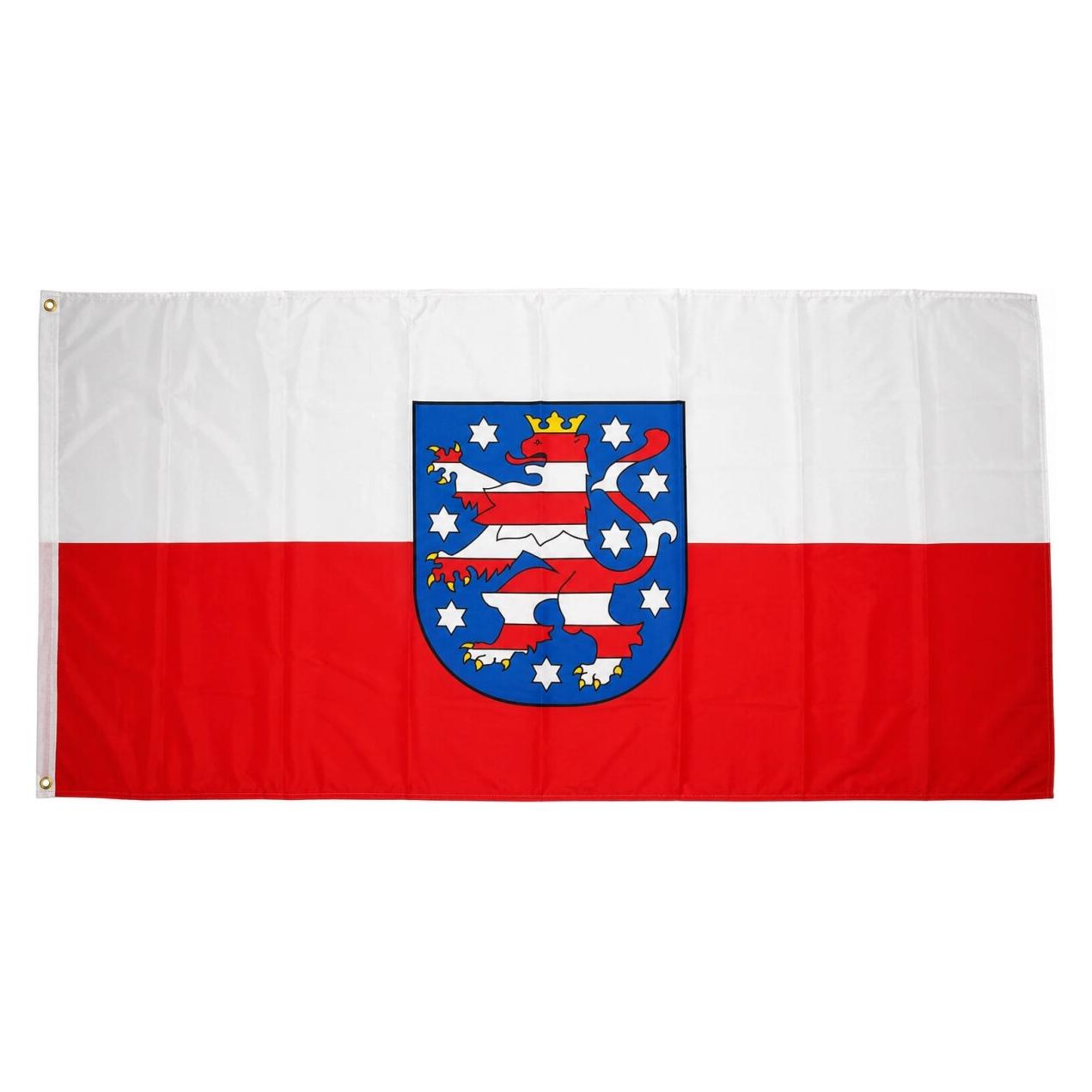 trends4cents Flagge Thüringen 90 x 150 cm Fahne mit 2 Ösen 100g/m² Stoffgewicht Hissflagge Hissen (90 x 150 cm) (32205173)