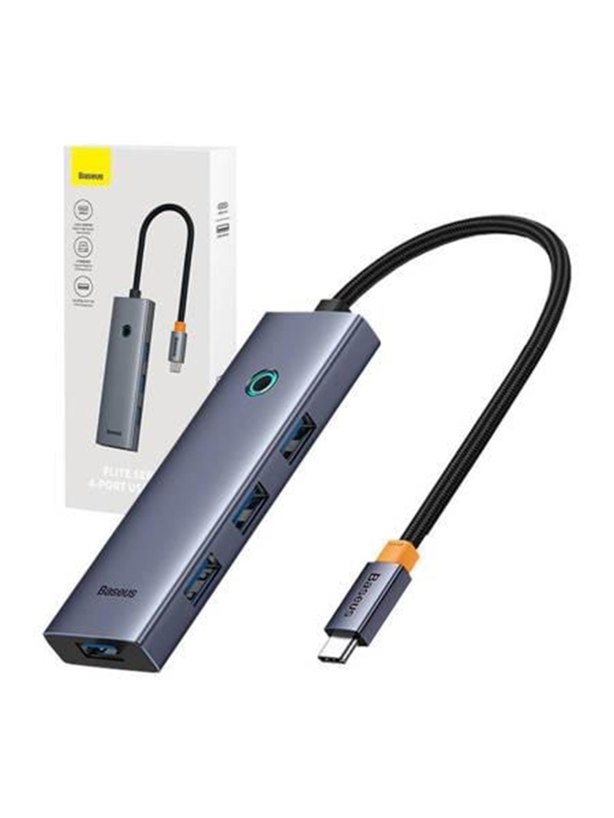 Baseus 4in1 Hub UltraJoy USB-C do USB 3.0 (space grey) USB-Hubs - USB 3.0 - 4 - Grau