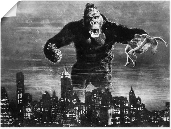 Poster ARTLAND King Kong 1933 II , schwarz (farbe bild(er): schwarz), B:80cm H:60cm, Bilder, Poster, ohne Rahmen