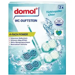 domol 2x WC-Duftsteine 4-fach Power »Türkisspüler Chlor« türkis