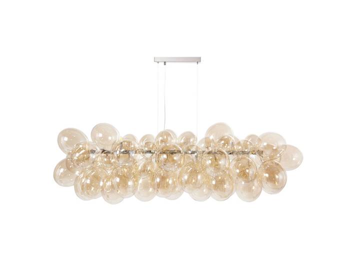 Lustre en acier et globes en verre ambré, L133 cm