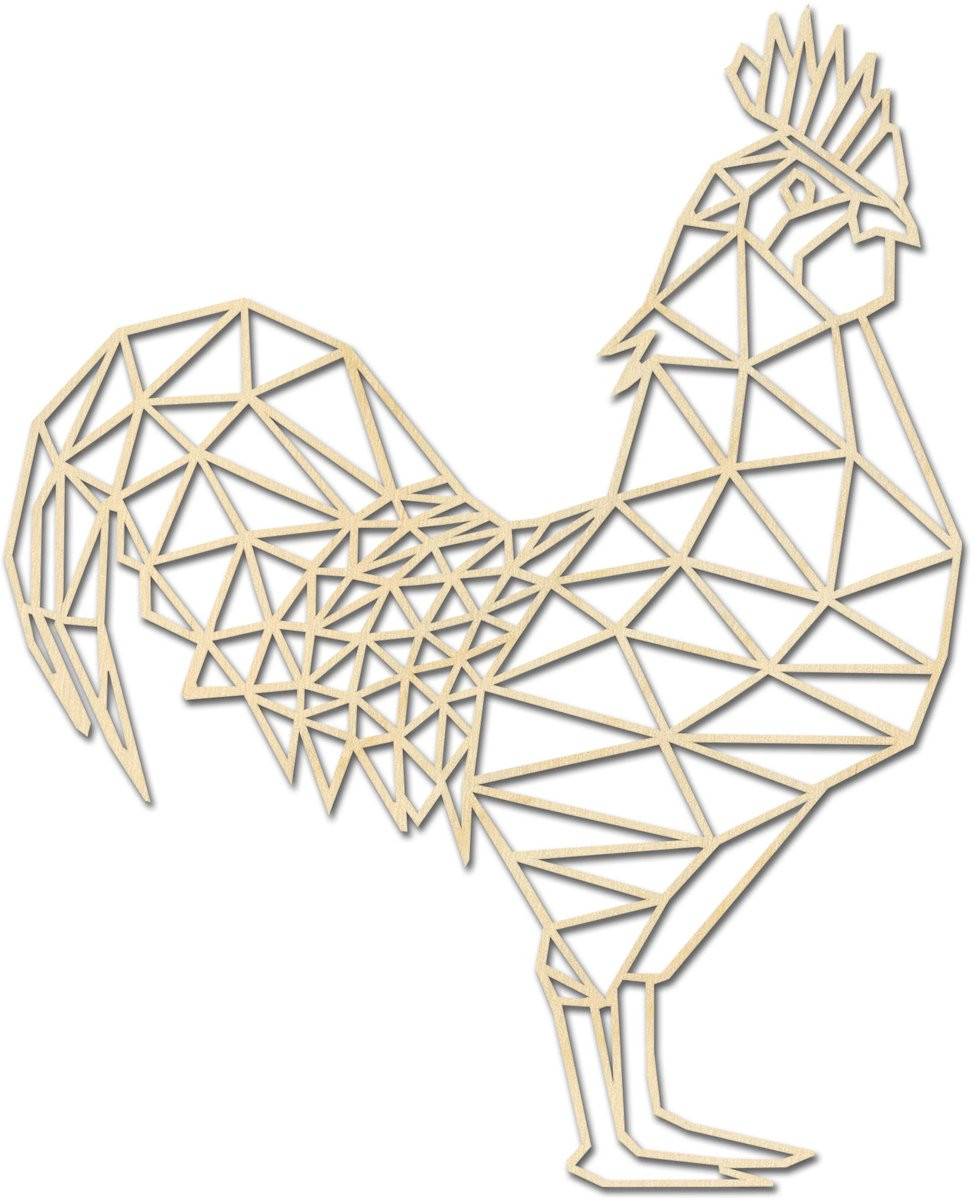 Geometrische Haan Kip Dieren Wanddecoratie voor Volwassenen