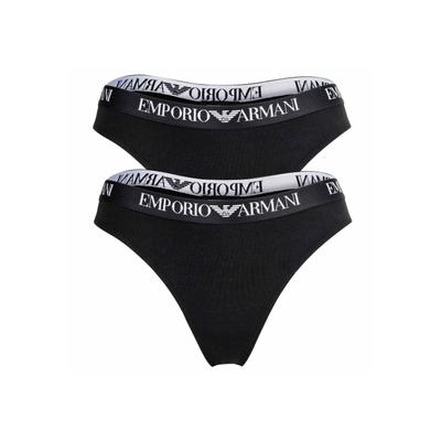 String EMPORIO ARMANI "String ESSENTIAL COTTON 2er Pack", Damen, Gr. M, schwarz, Obermaterial: 95% Baumwolle CO. 5% Elasthan EL., Unterhosen String