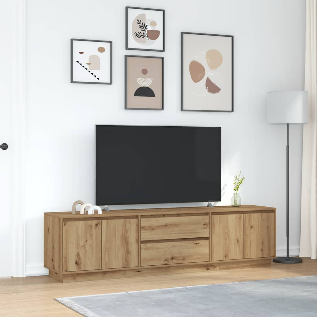 Latitude Run Latitude TV Cabinet with LED Lights 193.5x41x50 cm Artisan Oak 75"