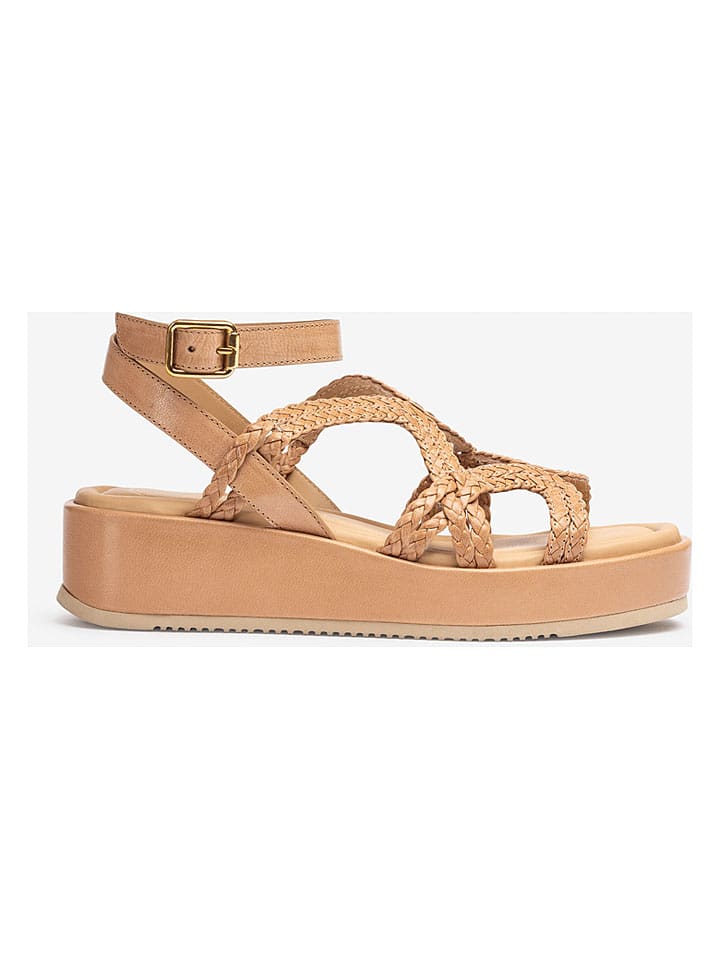 Unisa Leder-Keilsandaletten in Beige - 38