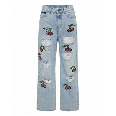 Loose-fit-Jeans PHILIPP PLEIN "Skater-Fit-Jeans", Damen, Gr. 31, EURO-Größen, blau (07wy, sky wash), Obermaterial: 100% Baumwolle. Futter: 65% Polyester, 35% Baumwolle, Jeans