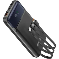 Max Excell Powerbank 10000 mAh QC3.0 USB-C PD Kabel (10000 mAh, 22 W), Powerbank, Schwarz