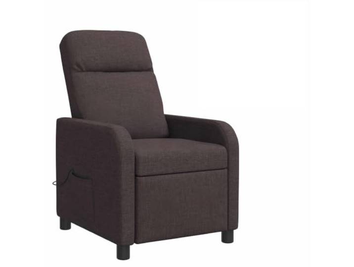 Massagesessel Dunkelbraun aus Polyestergewebe mit verstellbarer Rückenlehne 115-160 Grad verstellbar, Metall-Holzrahmen, Armlehnen flach, feucht abwischbar