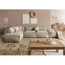 Ecksofa inkl. Hocker 285x220x79 Polyester taupe RAVENNA
