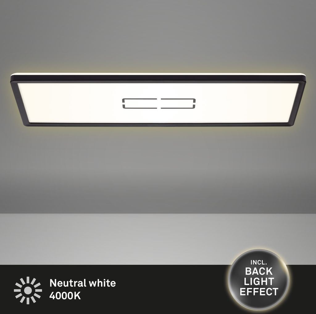 Briloner Slim LED paneel zwart met achtergrondverlichtingseffect, 58 x 20 cm