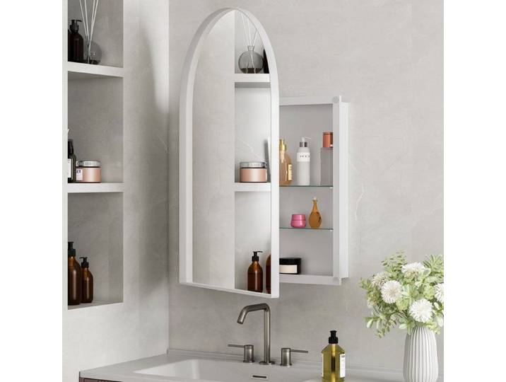 Armoire murale miroir arquée avec rangements FloraGrace