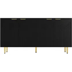 STILVORA Sideboard aus MDF/Spanplatte Schwarz 160x40x80 cm mit Soft-Close