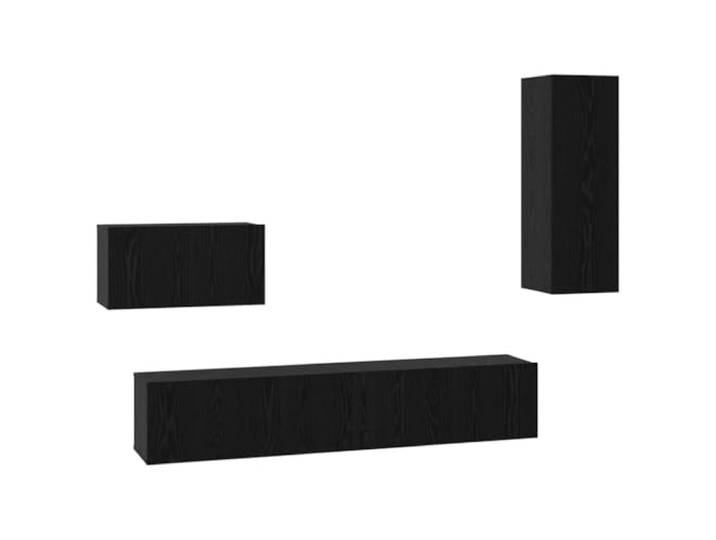 LMTYOENFG Wand-TV-Schrank 4-TLG Set Schwarz Eichen-Optik Holzwerkstoff Modulare Hänge-Lowboards fürs Wohnzimmer schaffen Bodenfreiheit und Ordnung für Mediengeräte und Dekoration.