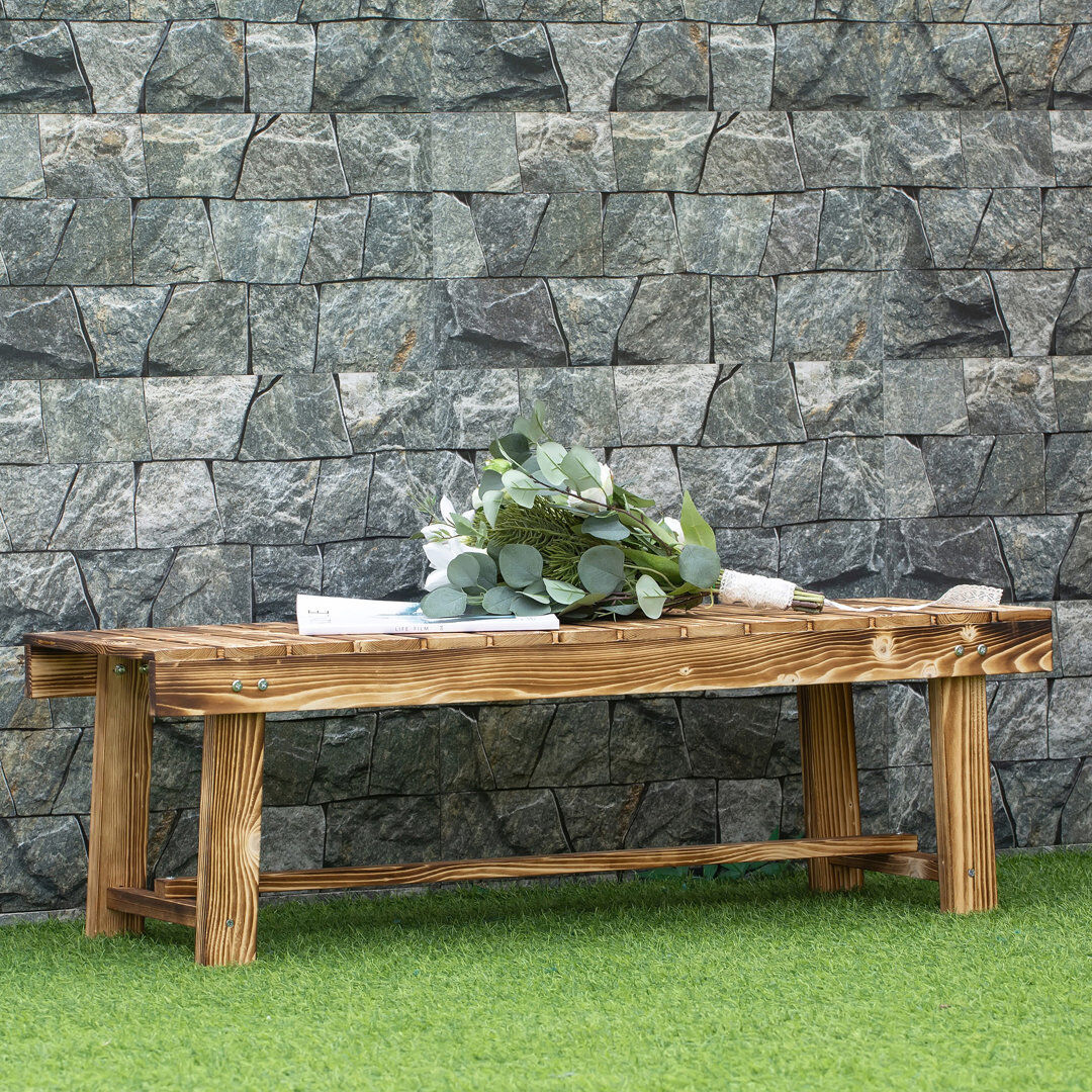 Alpen Home Erich Wooden Garden Bench 2 Seater 110 x 38 x 35 cm Carbonised Carbonised 35cm H X 110cm W X 38cm D
