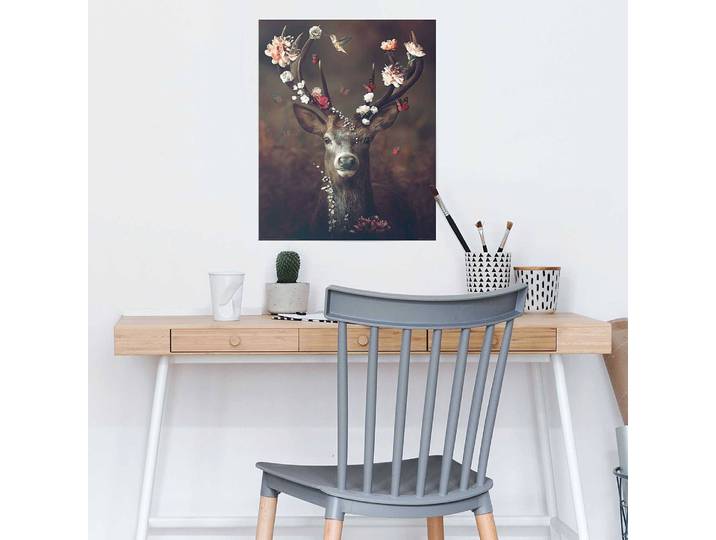 Poster Faune Flore Cerf Papier Marron 40 x 50 x 0cm