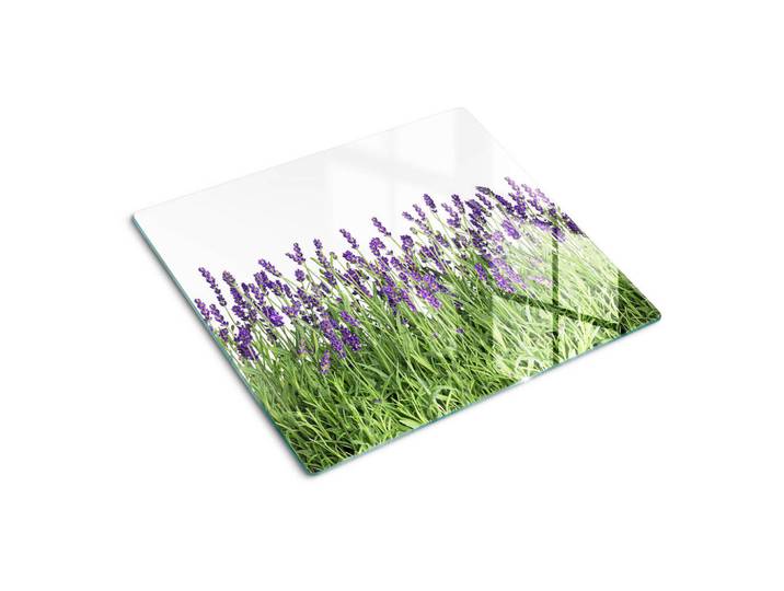 Tulup Glasplatte 60x52 cm Lavendelblüten, Lila, Glas, 60x0.4x52 cm, Küchen, Küchenelektrogeräte, Herde, Herdabdeckplatten