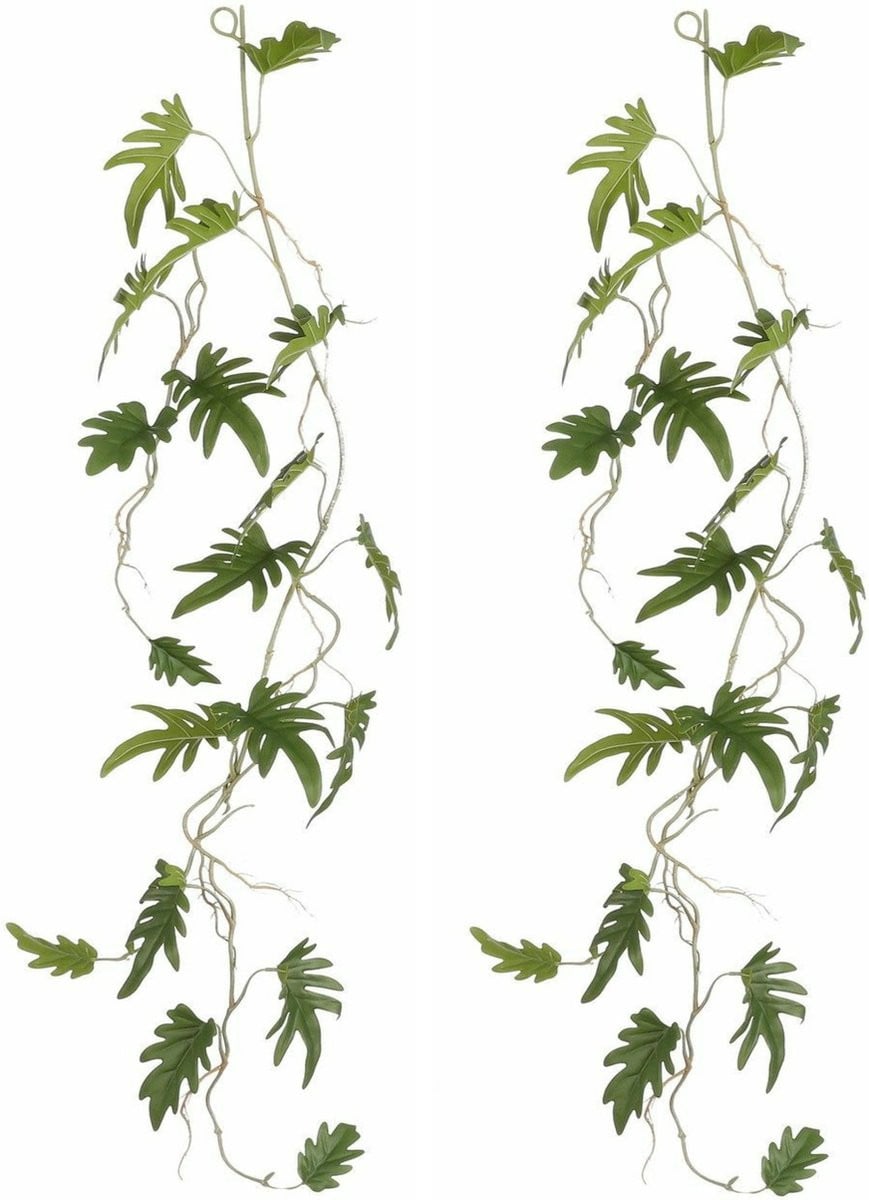 Mica Decorations Philodendron Xanadu kunstplant slinger - 2x - groen - 115 cm