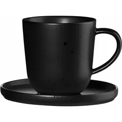 ASA Selection coppa Espressotasse mit Unterer, Espresso Tasse, Kaffeetasse, Untertasse, Porzellan, 80 ml, Kuro / Schwarz, 19011190