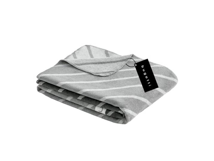 bugatti Decke 150x200 cm - Baumwollmix, Made in Germany, warm & waschbar, Kuscheldecke grau dunkelgrau sportlich
