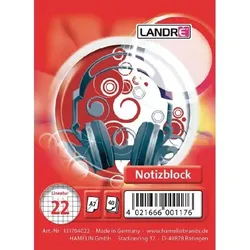 LANDRÉ Notizblock DIN A7 Liniert Spiralbindung Karton Farbig sortiert Nicht perforiert 80 Seiten