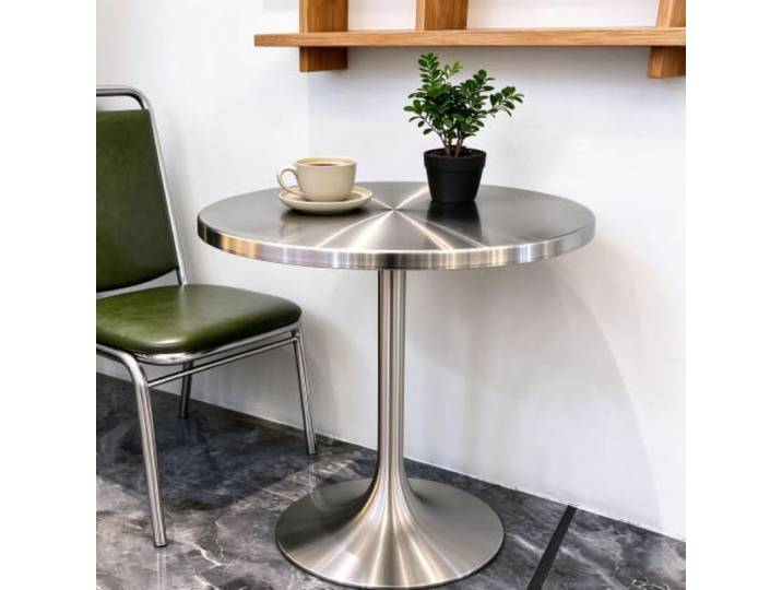 Edelstahl Beistelltisch, Runder Stehtisch für Wohnzimmer, Bistro & Bar Moderne Bistro-Kneipentische, Cocktailtisch aus Edelstahl, runder Esstisch(50cm/19.7in)