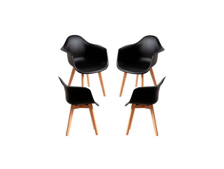 4er Set Belu Polypropylen Stühle - Schwarz
