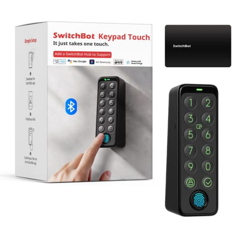 SwitchBot Smart Keypad Touch voor SwitchBot Smart Door Lock, Keyless Entry met Vingerafdruk, IP65 Waterdicht, Wit of Zwart