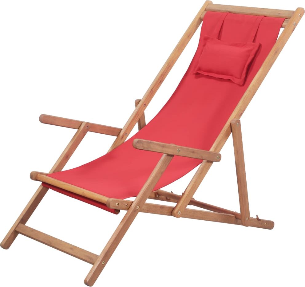vidaXL Chaise pliante rouge en tissu et structure en bois