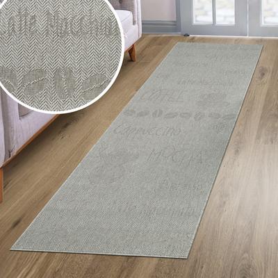 Läufer OTTO HOME "Coffee, Kaffee-Motive, In- und Outdoor geeignet", grau, B:80cm H:5mm L:250cm, Kunstfaser, Teppiche, Läufer, Wetterfest, UV-beständig, Küchenläufer, Camping, Balkon