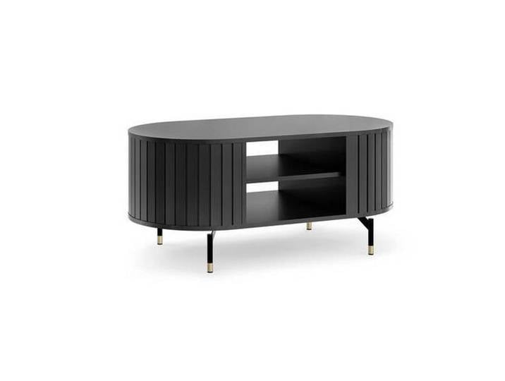 Milino Couchtisch, Schwarz, Gold, Metall, oval, rund, 56x47x104.1 cm, Wohnzimmer, Wohnzimmertische, Couchtische, Couchtische Metall
