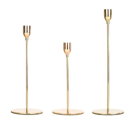 MARELIDA Stabkerzenhalter roségold 3er Set Kerzenständer Tafelkerzenhalter Kerzenhalter