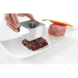 HENDI Speiseringe und Stampfer, quadratisch, Speisering, 80x80x(H)45mm