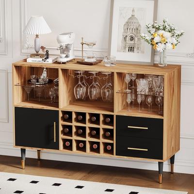Garvee 47 Inch Wine Bar Cabinet with LED & Charging Station
