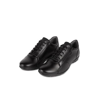 Schnürschuh GEOX "UOMO SYMBOL", Herren, Gr. 42, Synthetik Textil, schwarz, Leder, Textil, Schuhe Schnürschuh, Business Schuh, Sneaker mit zusätzlichem Außenreißverschluss