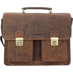 Greenburry Vintage Aktentasche Leder 40 cm, Notebooktasche, Braun