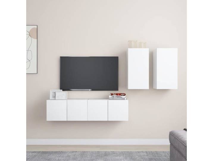 Ensemble meuble séjour JILL - Ensemble de meubles TV 4 pcs - Meuble HIFI Pour Salon - Blanc Aggloméré