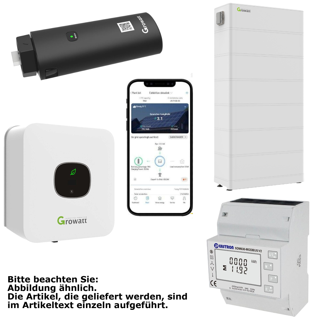 Growatt SPH4000 4kW Hybrid Wechselrichter mit 6.5kWh Solarspeicher-Set