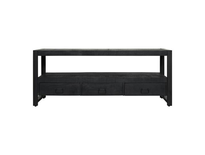 Meuble tv 3 tiroirs en bois noir