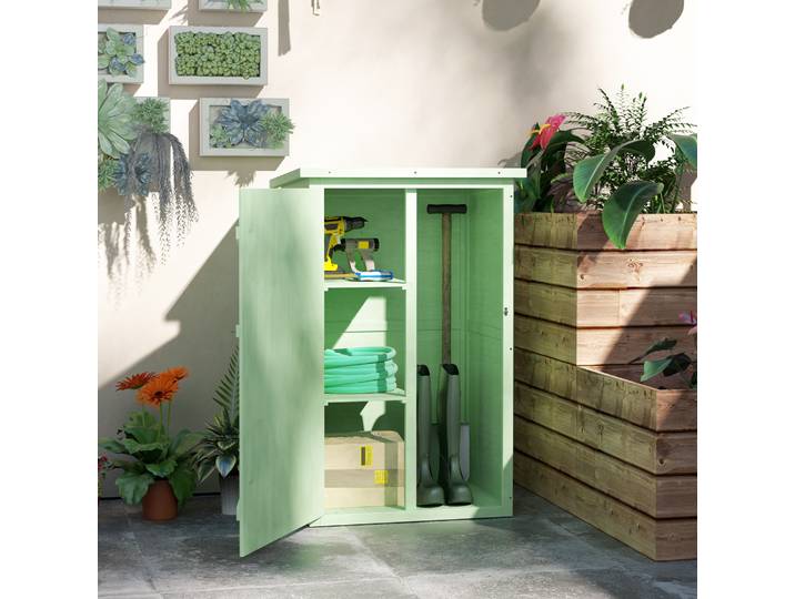 Outsunny Armoire de Jardin Bois 75x56x115cm Toit Asphalté
