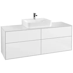 Villeroy & Boch Finion Waschtischunterschrank, mit integrierter Beleuchtung, Waschbecken mittig, 1600x603x501mm, Glass White Matt, G19100GF, Farbe: Glossy White Lacquer