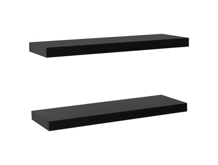vidaXL Schweberegale 2er set Schwarz 80/20/3,8 Cm, Rechteckig, 80x3.8x20 cm, Wohnzimmer, Regale, Wandregale